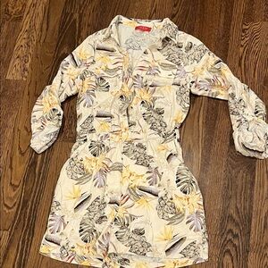 Guess M Tropical Print Button-Up romper